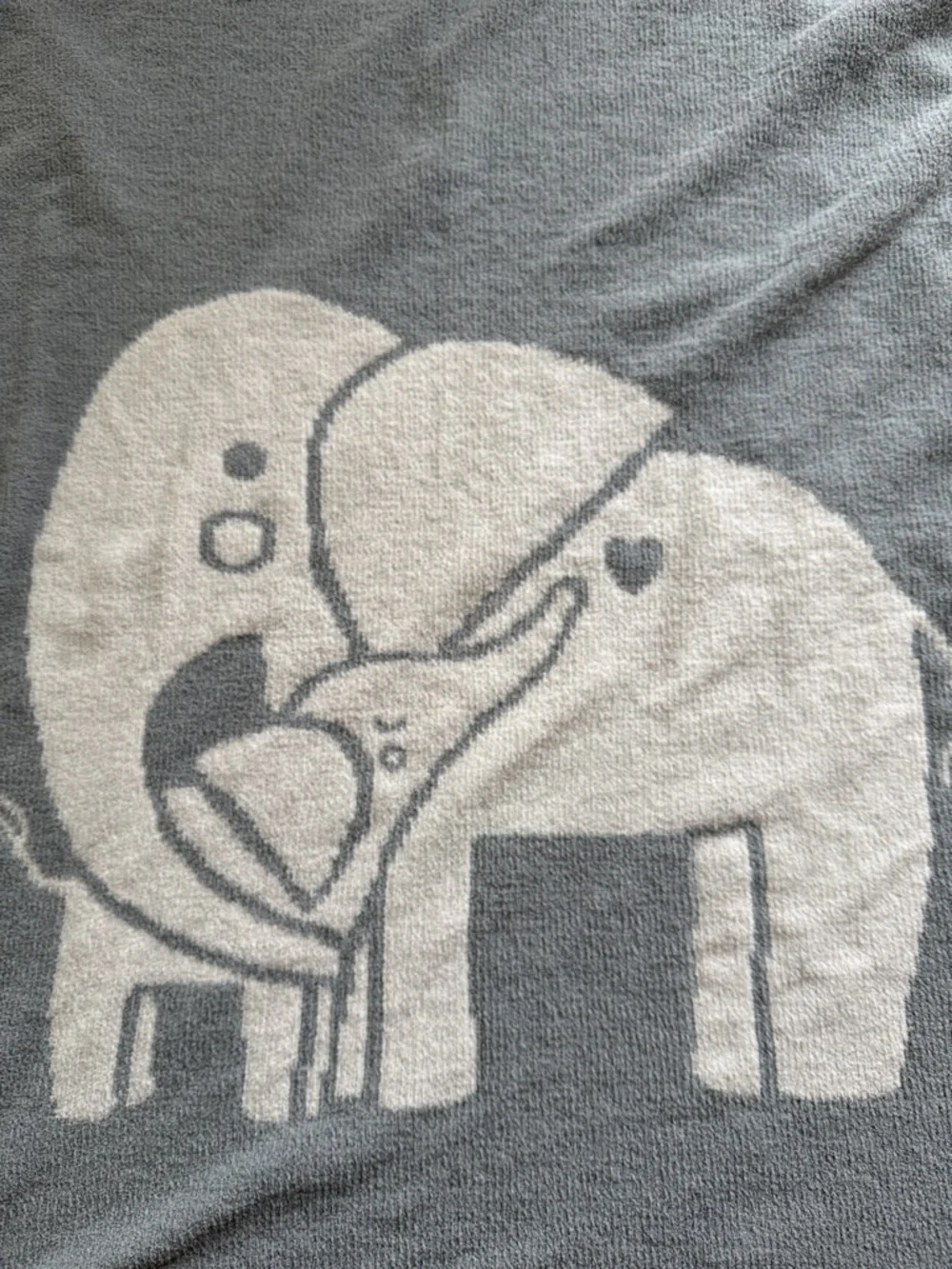 Crate & Barrel Crate & Kids Reversible Chenille Elephant Baby Blanket Blue Gray
